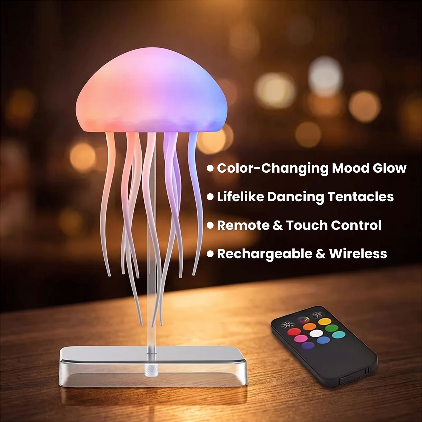 Jellyfish Lamp | 9-Tentacle RGB LED Mood Light with Remote