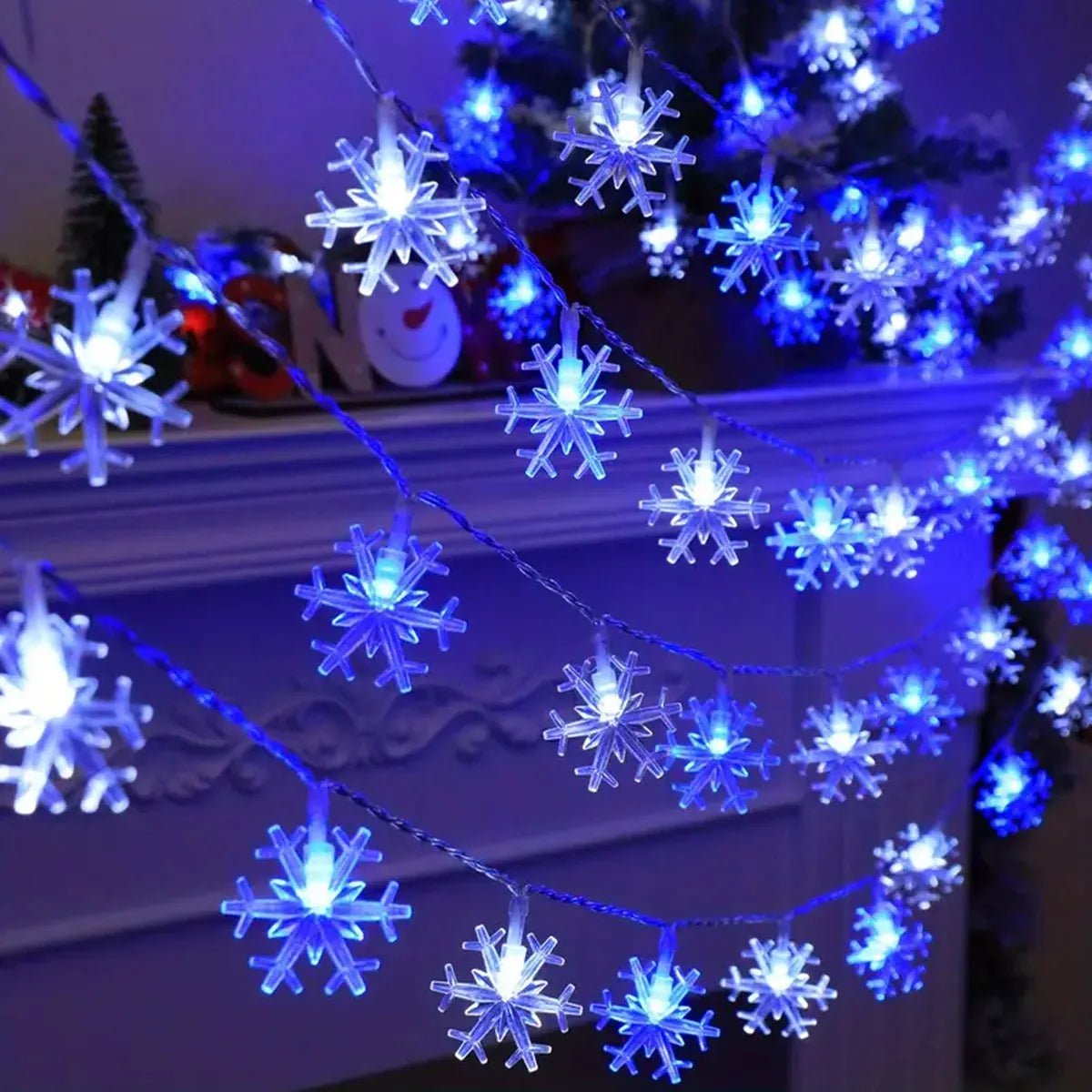 Battery Operated Christmas Lights | LED Snowflake Fairy Lights | Indoor String Lights for Bedroom & Christmas Home Decor