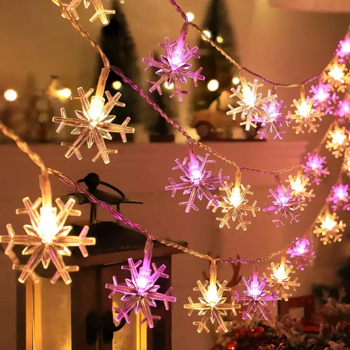 Battery Operated Christmas Lights | LED Snowflake Fairy Lights | Indoor String Lights for Bedroom & Christmas Home Decor