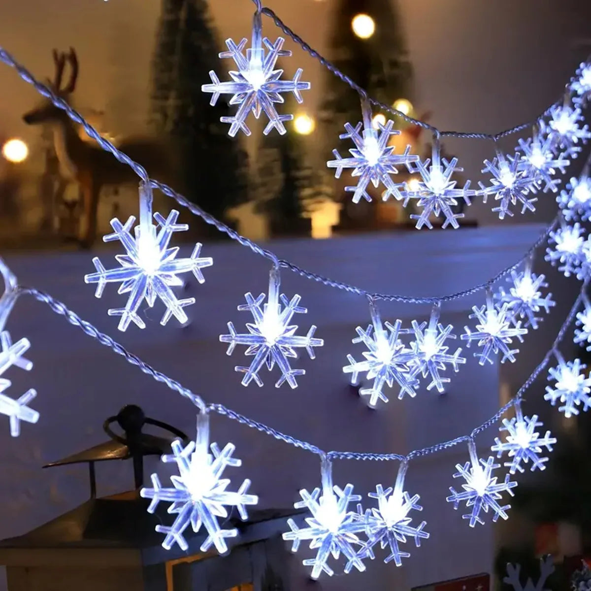 Battery Operated Christmas Lights | LED Snowflake Fairy Lights | Indoor String Lights for Bedroom & Christmas Home Decor