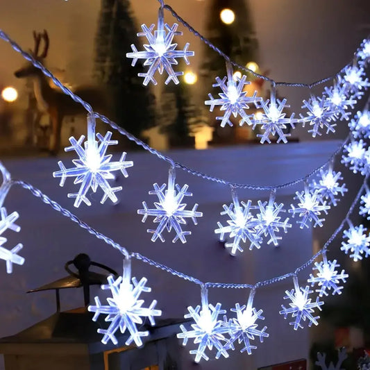 Battery Operated Christmas Lights | LED Snowflake Fairy Lights | Indoor String Lights for Bedroom & Christmas Home Decor