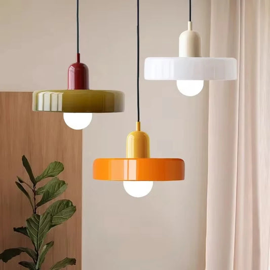 Bauhaus Stained Glass Pendant Light | Mid Century Modern Hanging Lamp | Retro Designer Vintage Interior Lighting For Dining Room, Home & Restaurant