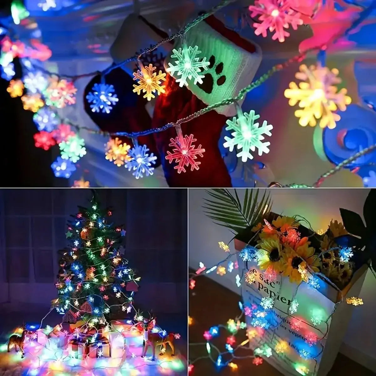 Battery Operated Christmas Lights | LED Snowflake Fairy Lights | Indoor String Lights for Bedroom & Christmas Home Decor