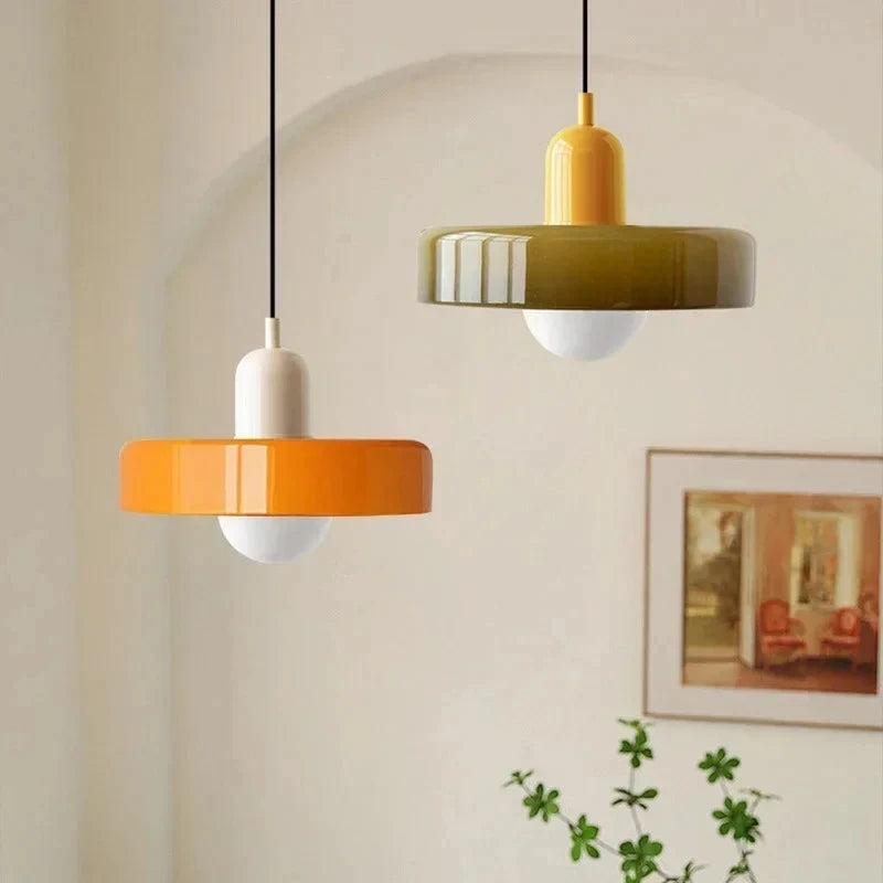 Bauhaus Stained Glass Pendant Light | Mid Century Modern Hanging Lamp | Retro Designer Vintage Interior Lighting For Dining Room, Home & Restaurant