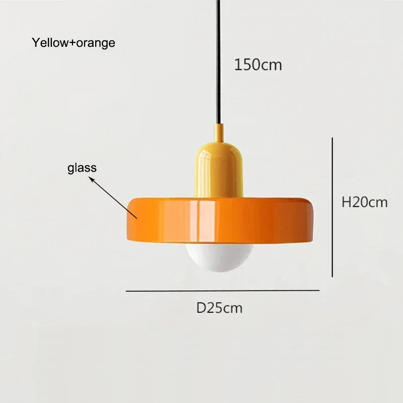 Bauhaus Stained Glass Pendant Light | Mid Century Modern Hanging Lamp | Retro Designer Vintage Interior Lighting For Dining Room, Home & Restaurant