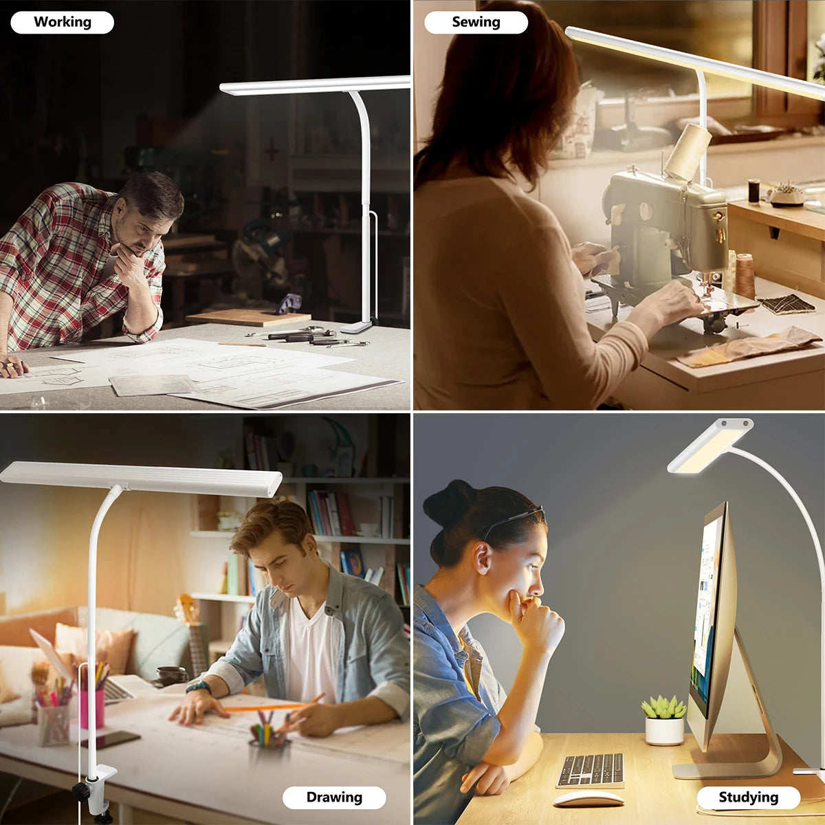LED Desk Lamp for Home Office | Dimmable Gooseneck Reading Light with Adjustable Flexible Arm | Eye-Caring Task Lamp for Desk, Study & Bedside