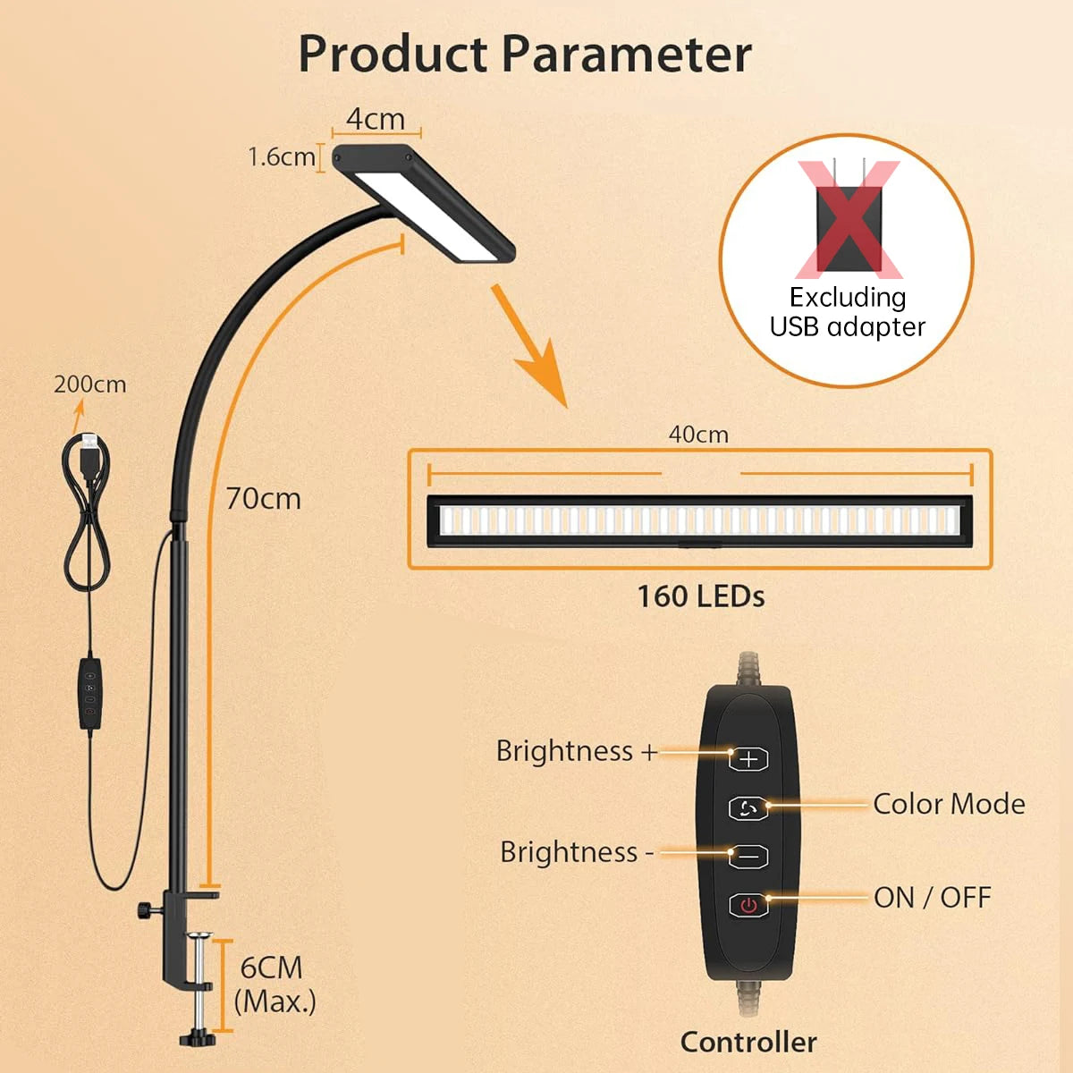 LED Desk Lamp for Home Office | Dimmable Gooseneck Reading Light with Adjustable Flexible Arm | Eye-Caring Task Lamp for Desk, Study & Bedside