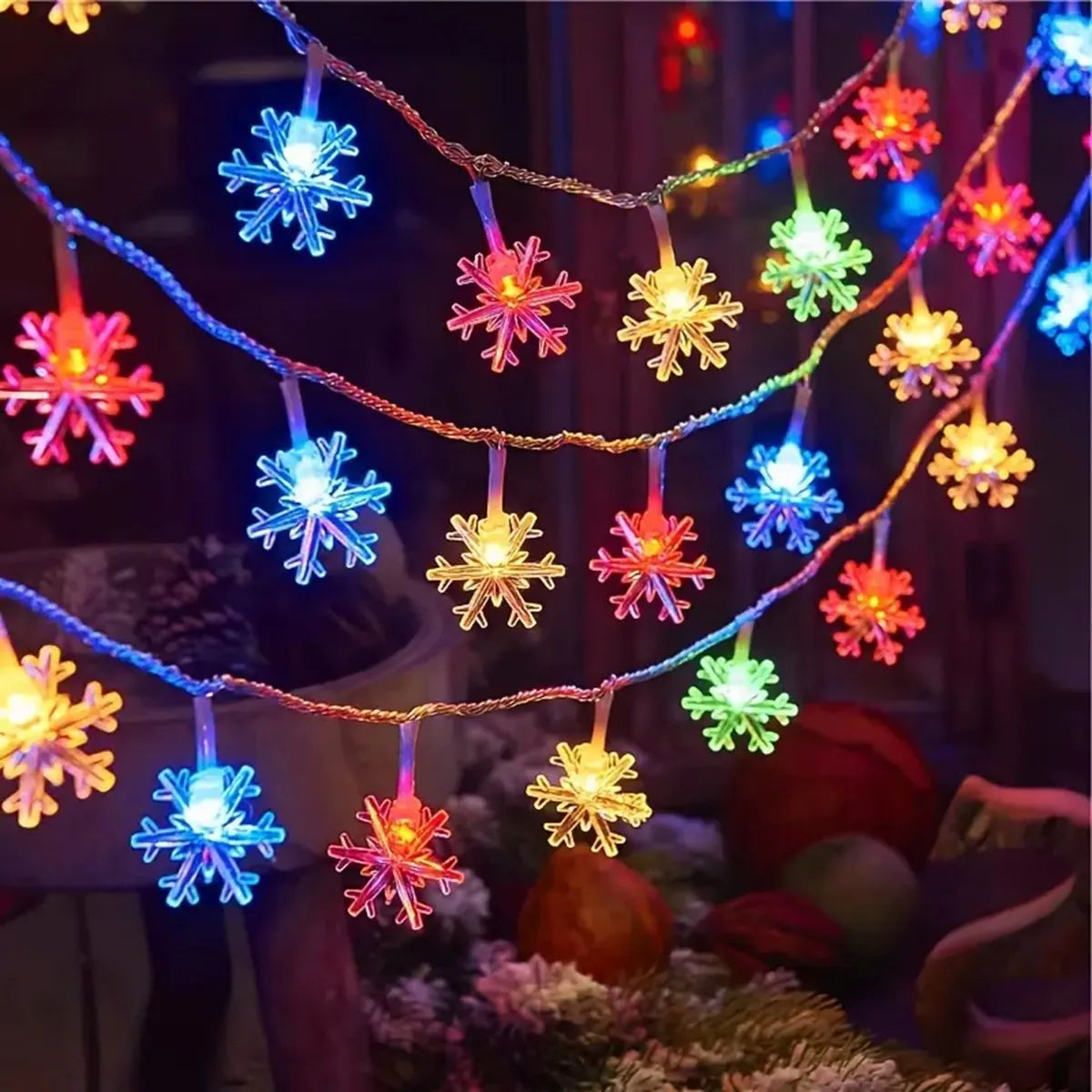 Battery Operated Christmas Lights | LED Snowflake Fairy Lights | Indoor String Lights for Bedroom & Christmas Home Decor