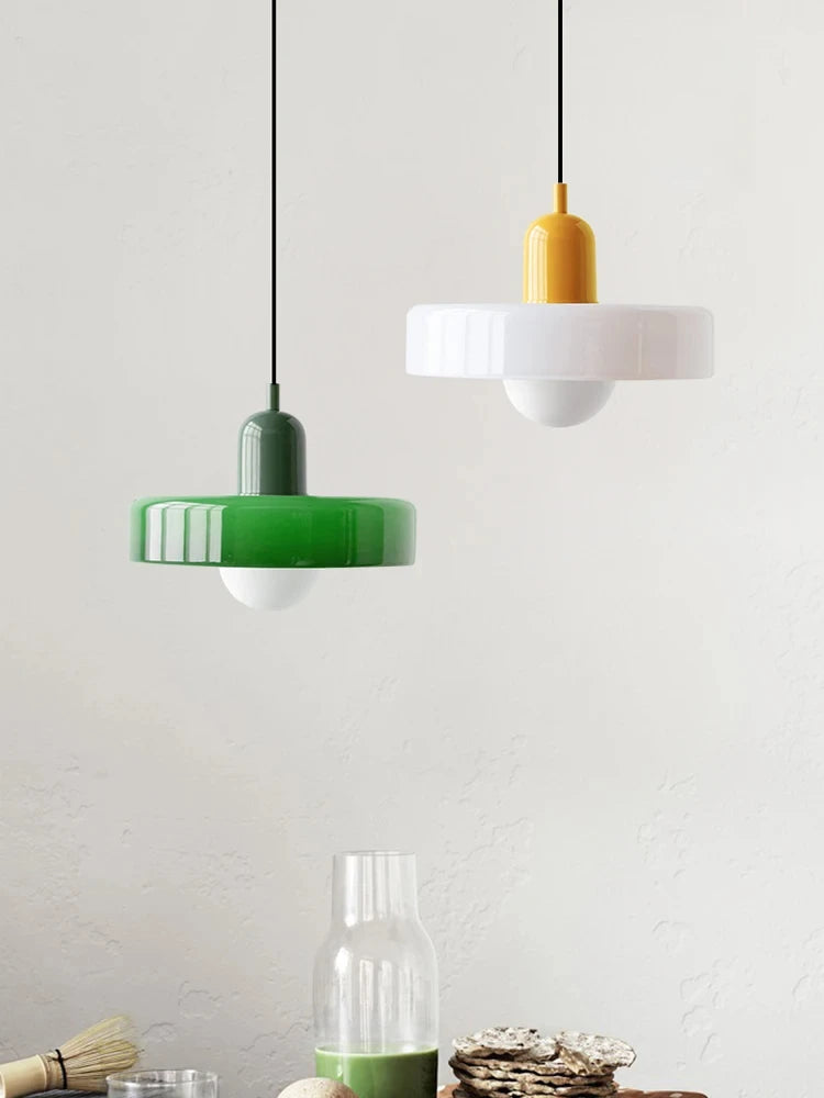 Bauhaus Stained Glass Pendant Light | Mid Century Modern Hanging Lamp | Retro Designer Vintage Interior Lighting For Dining Room, Home & Restaurant