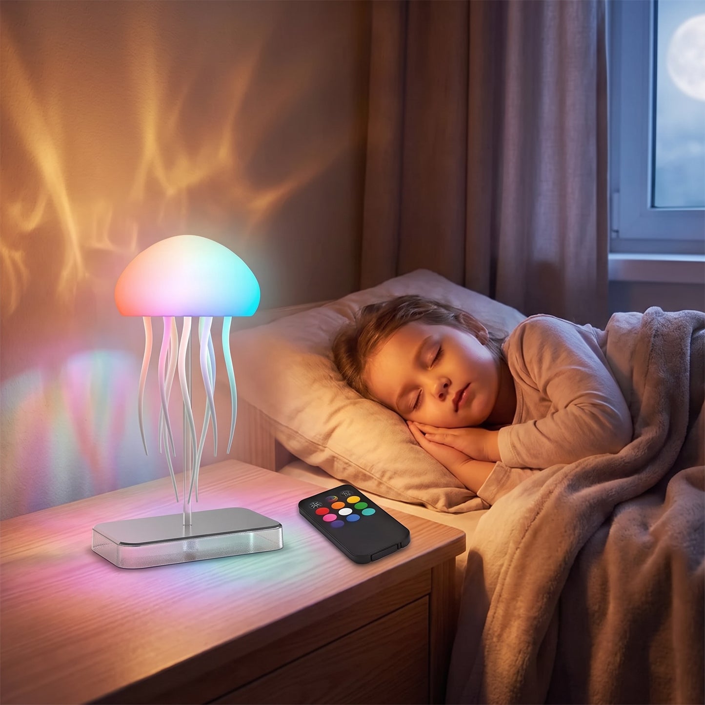 Jellyfish Lamp | 9-Tentacle RGB LED Mood Light with Remote