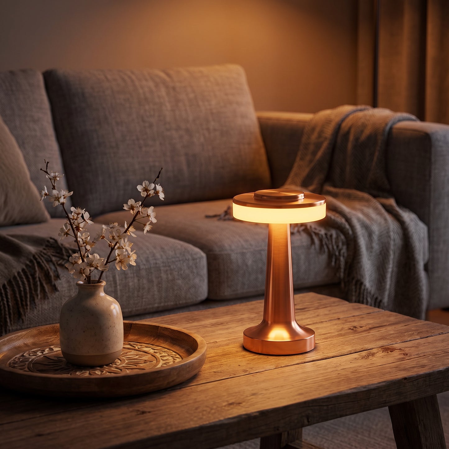 Cordless Table Lamp | Rechargeable Metal Touch Mood Light
