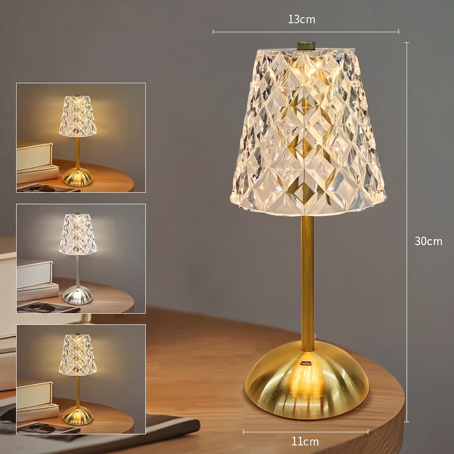 Crystal Table Lamp | LED Touch Sensor Night Light for Bedroom