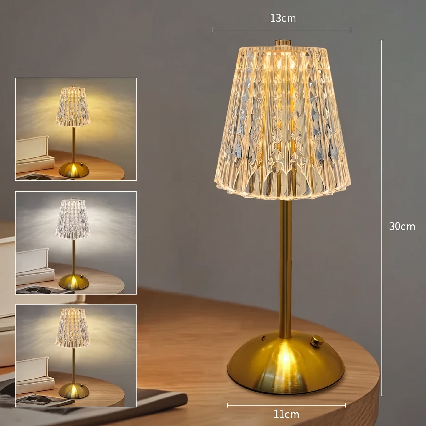 Crystal Table Lamp | LED Touch Sensor Night Light for Bedroom