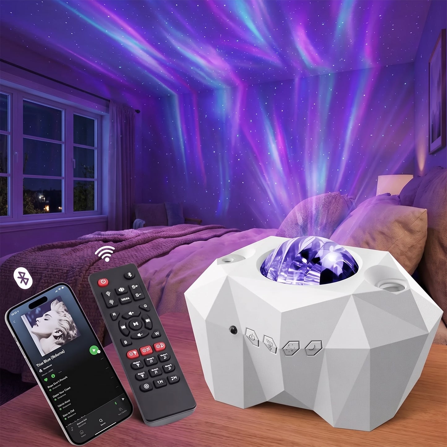 Aurora Projector | Northern Lights & Galaxy Star Night Light with Bluetooth Speaker