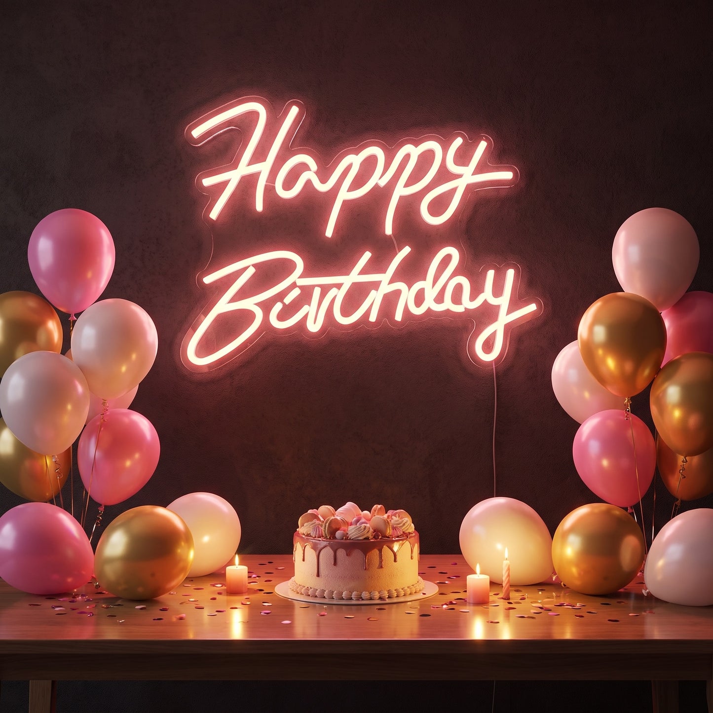 Happy Birthday Neon Sign | LED Wall Light for Parties & Photos
