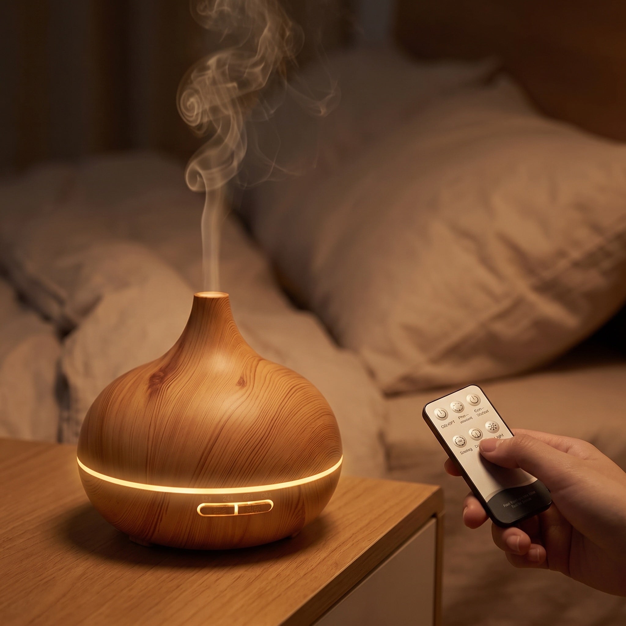 Essential Oil Diffuser | 500ml Aromatherapy Diffuser & Humidifier with Remote, 7-Color LED Aroma Diffuser Night Light for Home & Bedroom