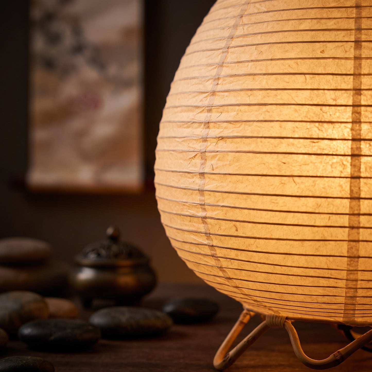 Paper Lantern Table Lamp | Japanese Rice Paper LED Lamp for Bedroom & Living Room