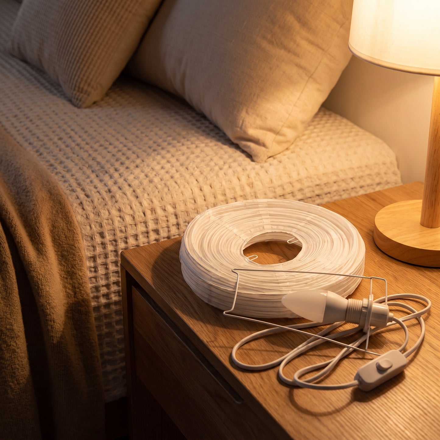 Paper Lantern Table Lamp | Japanese Rice Paper LED Lamp for Bedroom & Living Room