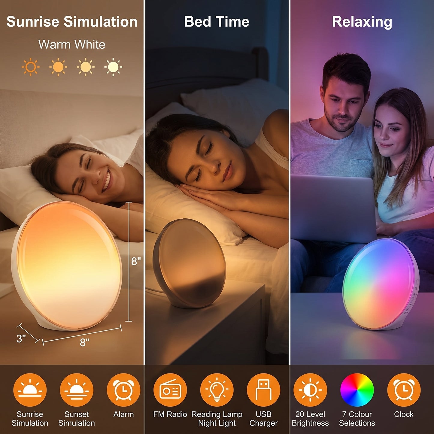 Sunrise Alarm Clock | Wake-Up Light with FM Radio & Night Light
