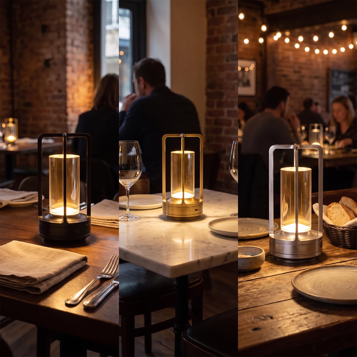 Cordless Table Lamp | Crystal Lantern LED Touch Lamp, Rechargeable & Dimmable