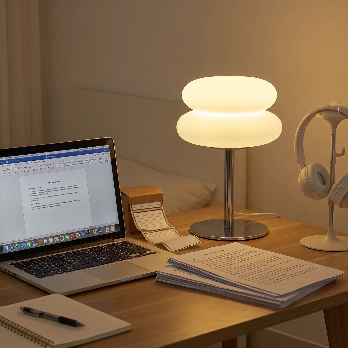 Bedside Table Lamp | Modern Frosted LED Lamp, Dimmable