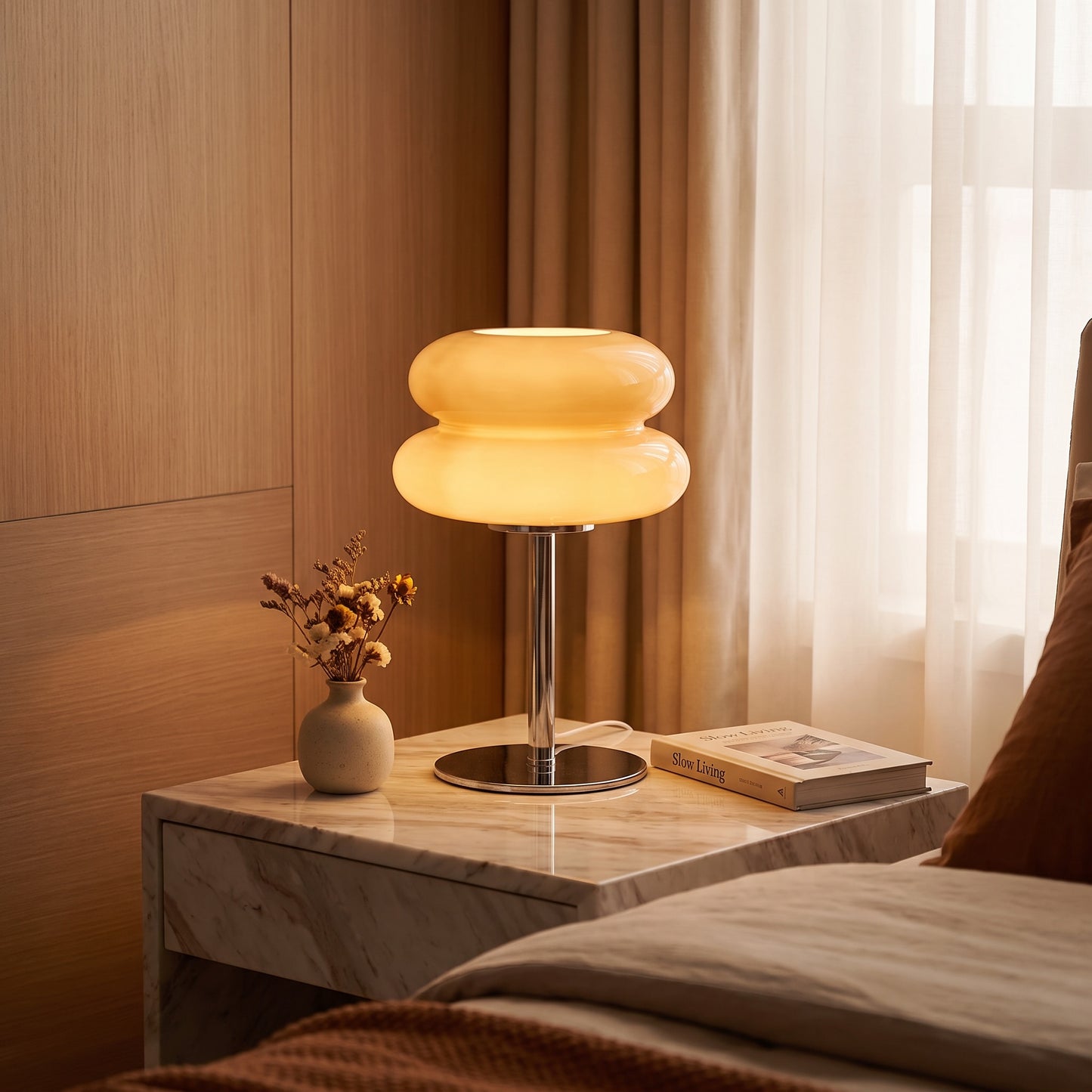 Bedside Table Lamp | Modern Frosted LED Lamp, Dimmable