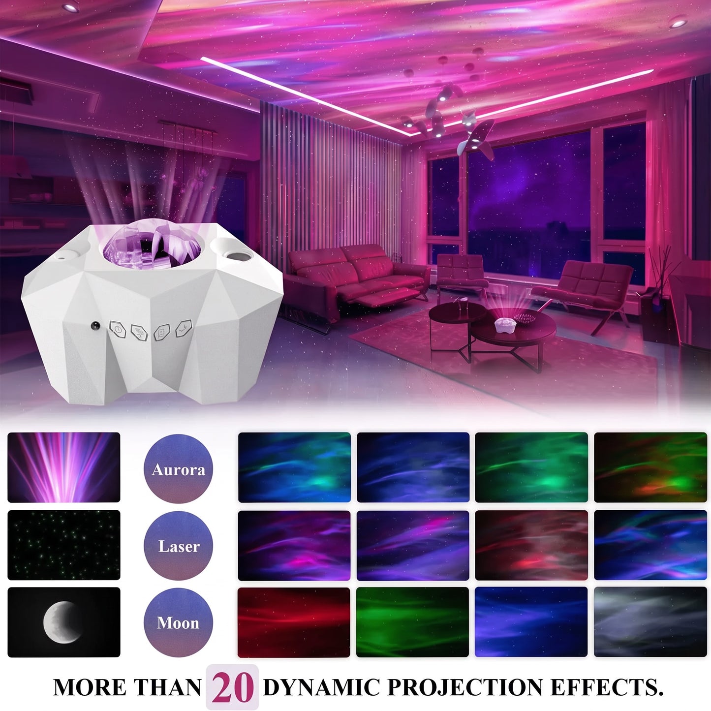 Aurora Projector | Northern Lights & Galaxy Star Night Light with Bluetooth Speaker