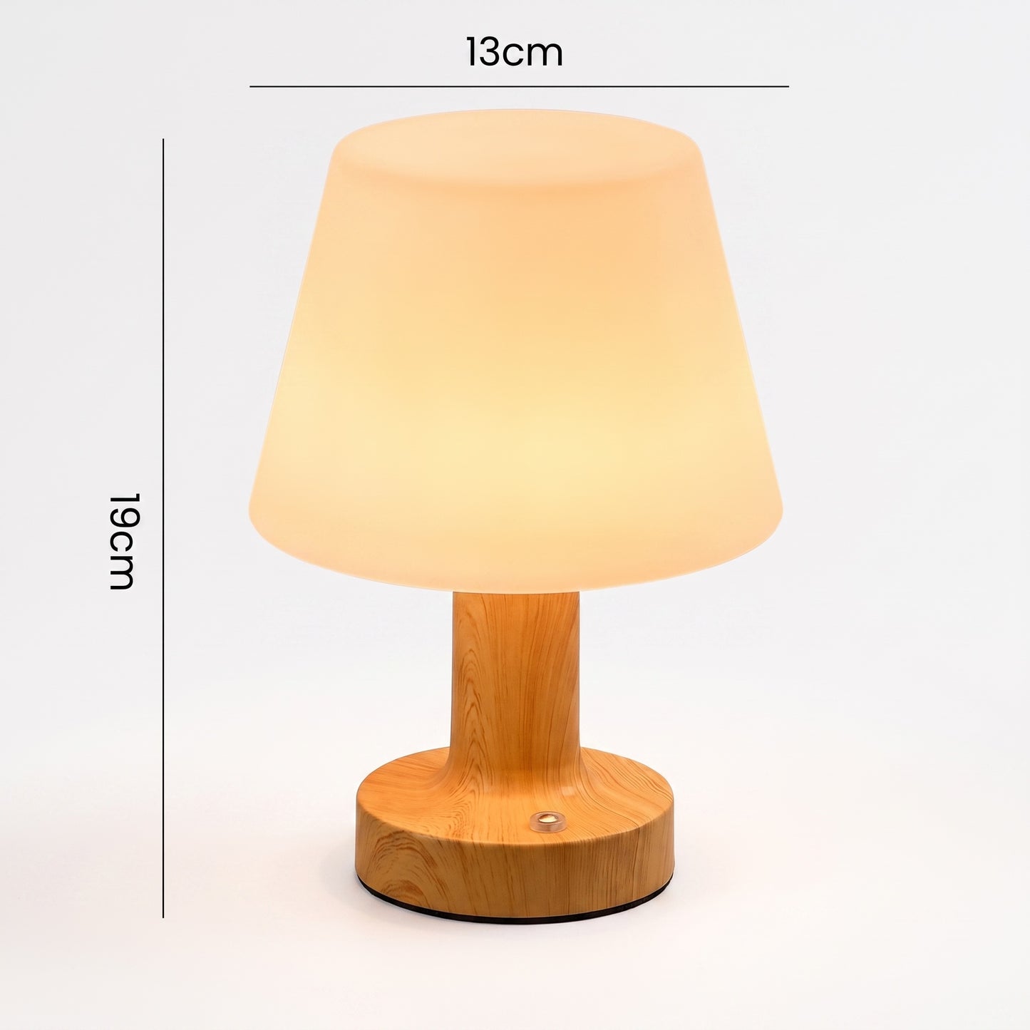 Bedside Table Lamp | Wood-Grain LED Touch Lamp, Rechargeable & Dimmable