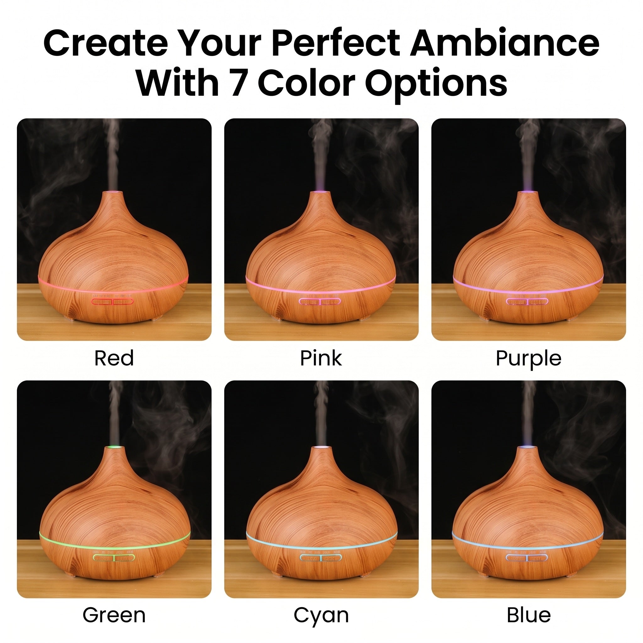 Essential Oil Diffuser | 500ml Aromatherapy Diffuser & Humidifier with Remote, 7-Color LED Aroma Diffuser Night Light for Home & Bedroom
