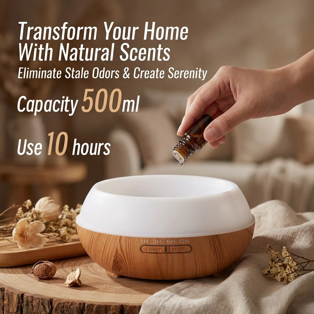 Essential Oil Diffuser | 500ml Aromatherapy Humidifier with Remote