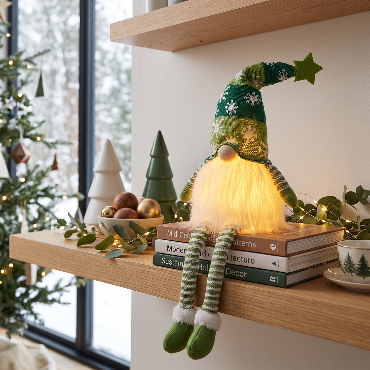 Christmas Gnome Doll | Light Up Ornamental Xmas Gnomes | Indoor Xmas Decorations | For Home, Living Room, Children's Bedroom & Holiday Decor