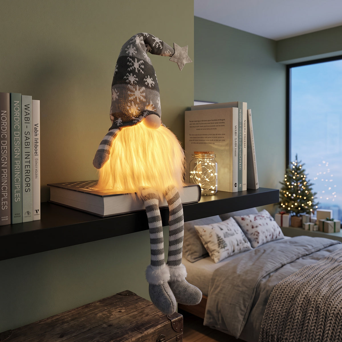 Christmas Gnome Doll | Light Up Ornamental Xmas Gnomes | Indoor Xmas Decorations | For Home, Living Room, Children's Bedroom & Holiday Decor