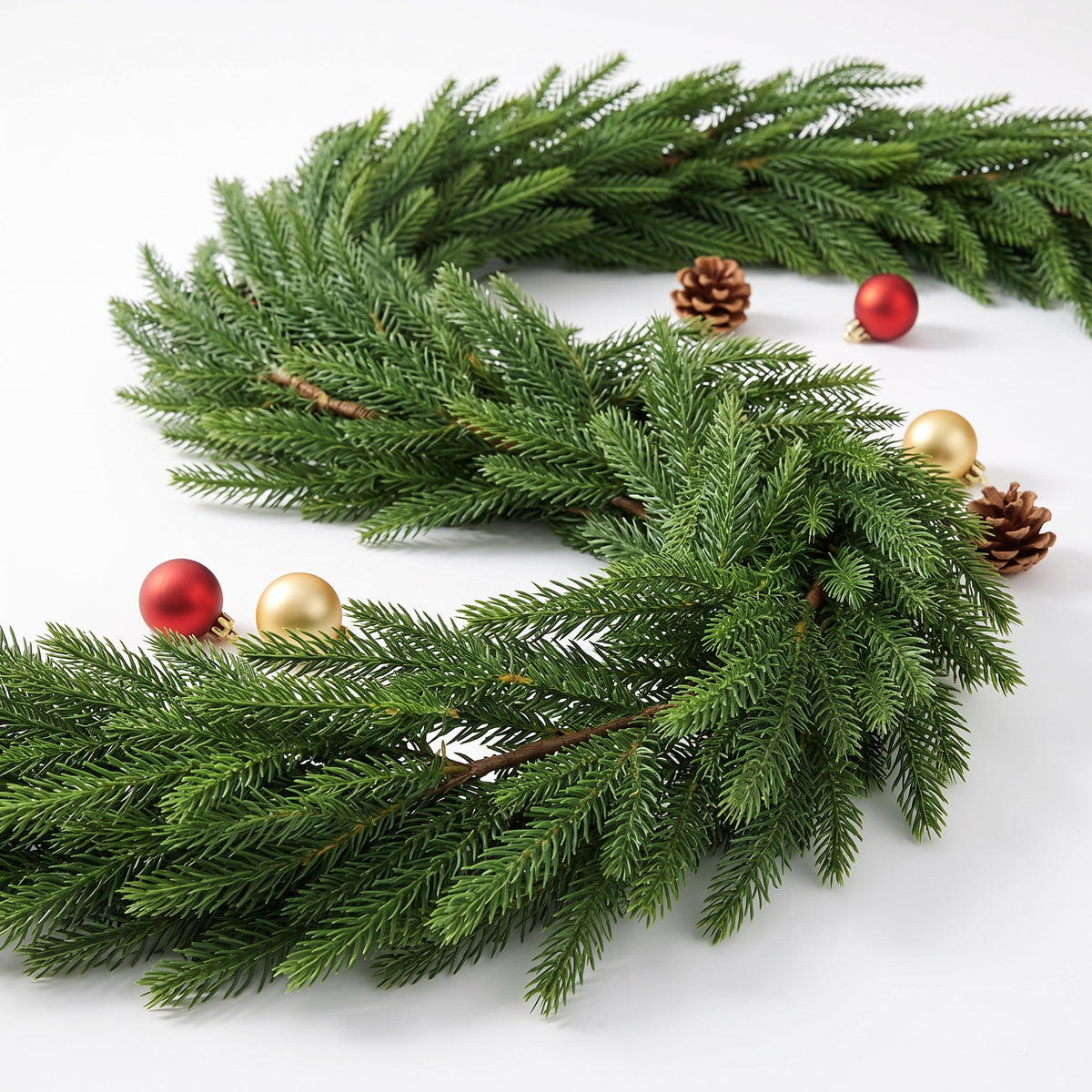 Faux Garland | Artificial & Synthetic Realistic Norfolk Pine Green | Indoor / Outdoor Xmas & Fall Decorations | For Front Door, Home, Living Room, Restaurant & Event Decor