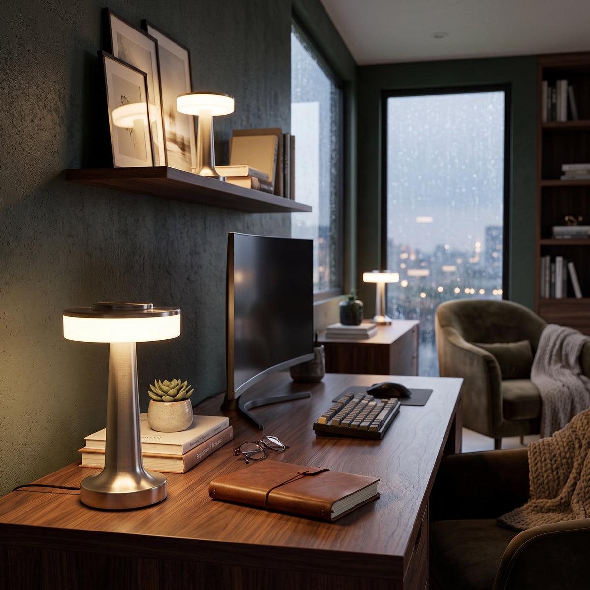 Cordless LED Desk Lamp | Rechargeable Dimmable Table Lamp for Home Office, Bedside & Reading | USB-C Touch Control