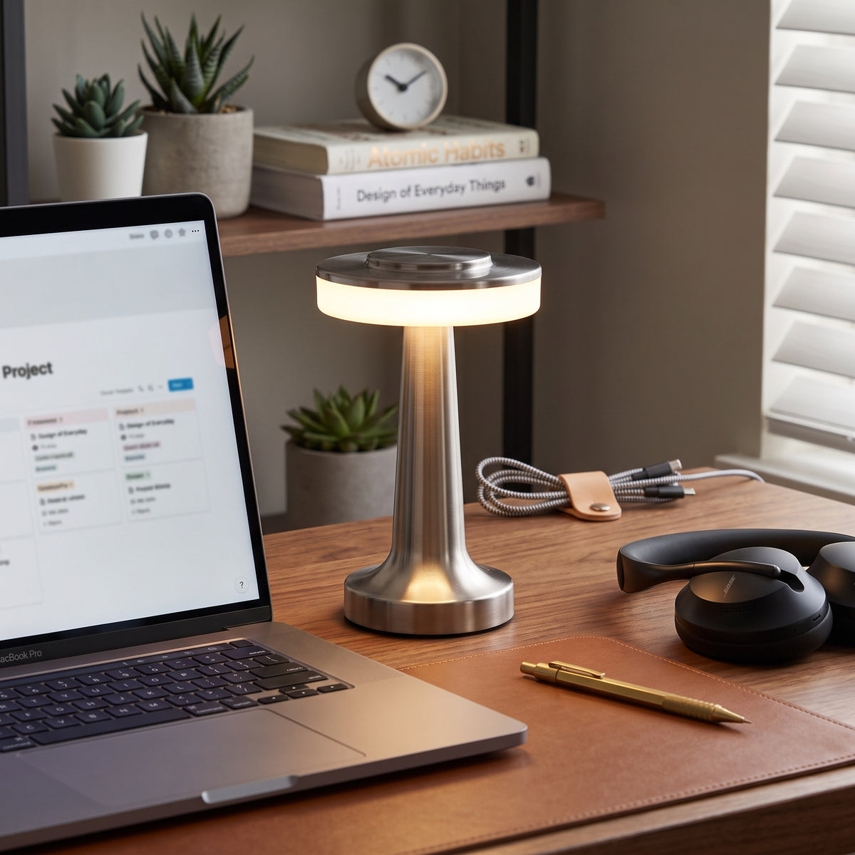Cordless LED Desk Lamp | Rechargeable Dimmable Table Lamp for Home Office, Bedside & Reading | USB-C Touch Control