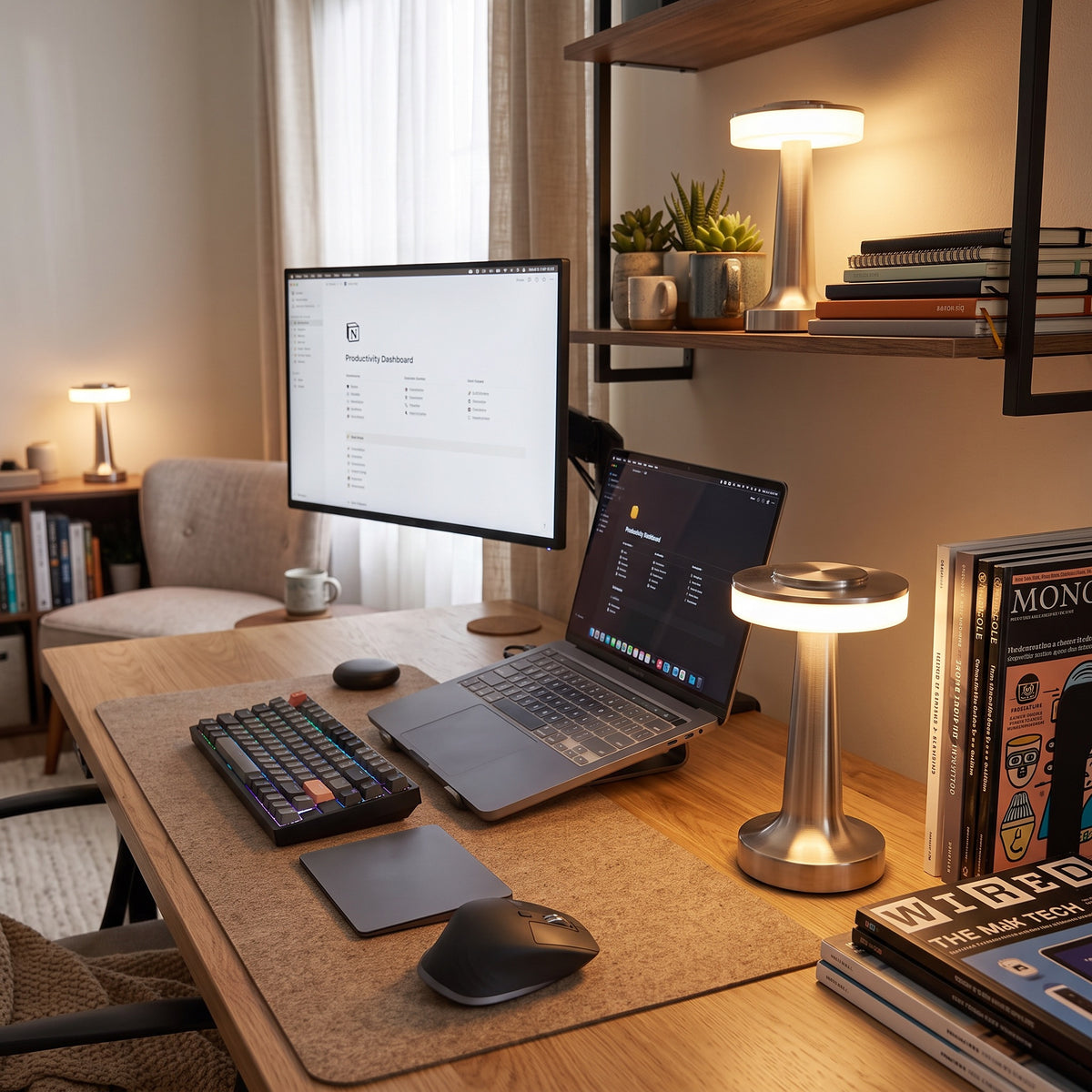 Cordless LED Desk Lamp | Rechargeable Dimmable Table Lamp for Home Office, Bedside & Reading | USB-C Touch Control