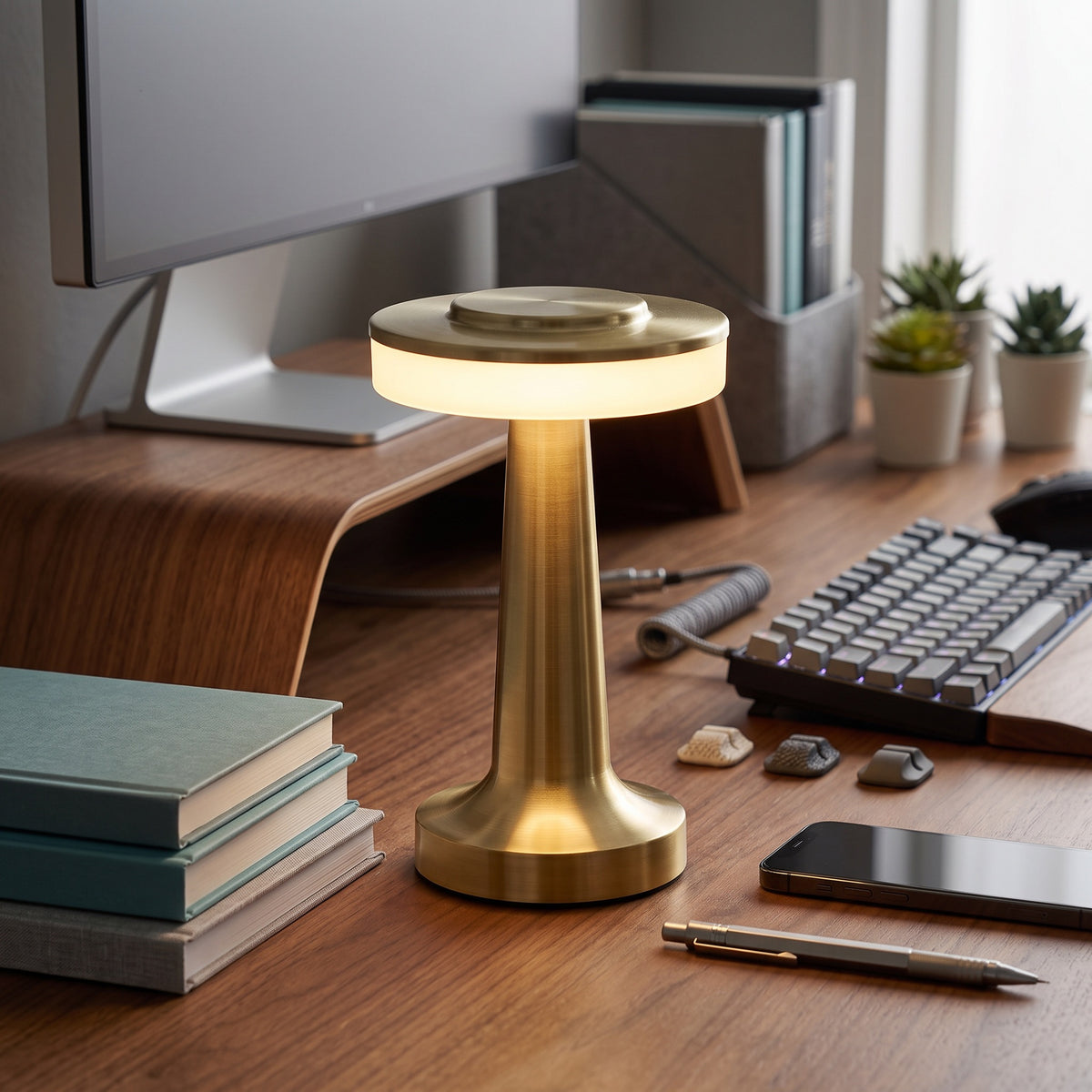 Cordless LED Desk Lamp | Rechargeable Dimmable Table Lamp for Home Office, Bedside & Reading | USB-C Touch Control
